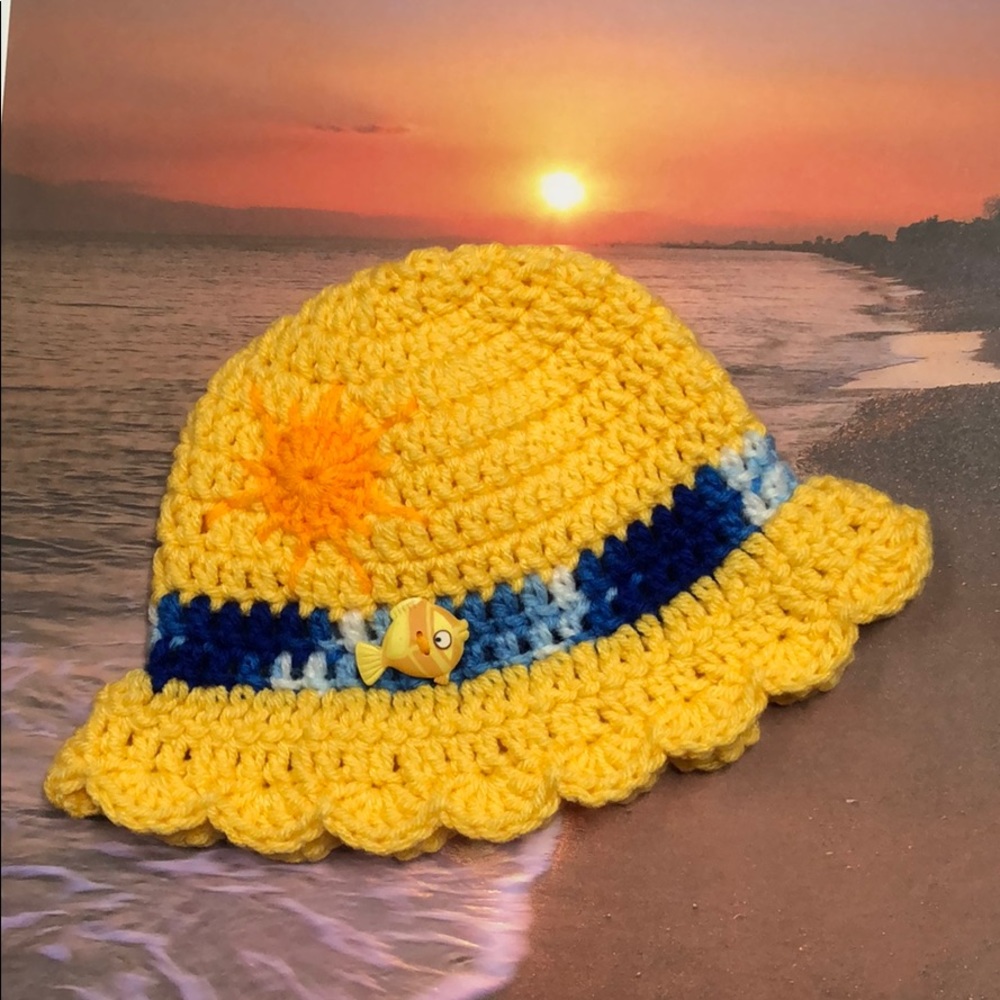 Baby photo prop sun hat fish yellow hat